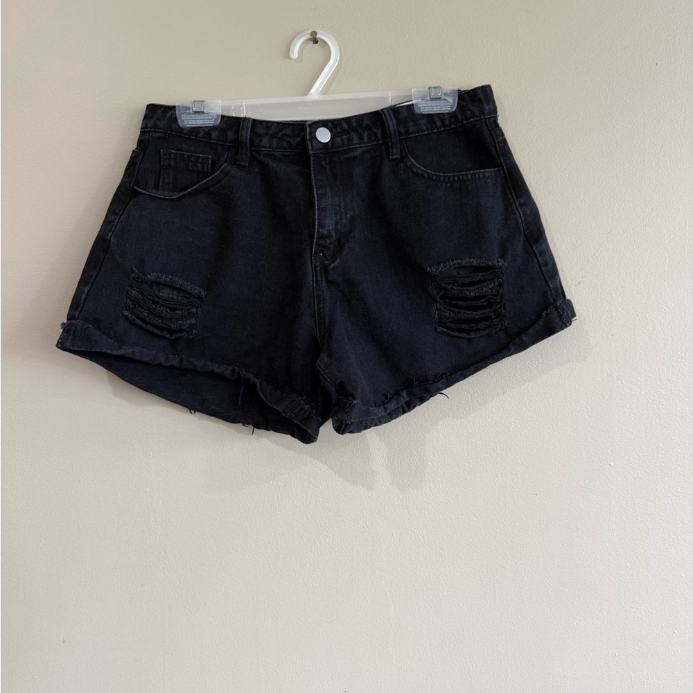 Black Distressed Women's Denim Shorts